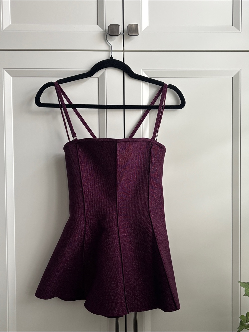 Anthropologie Plum Double-Strap Peplum Sweater Tank